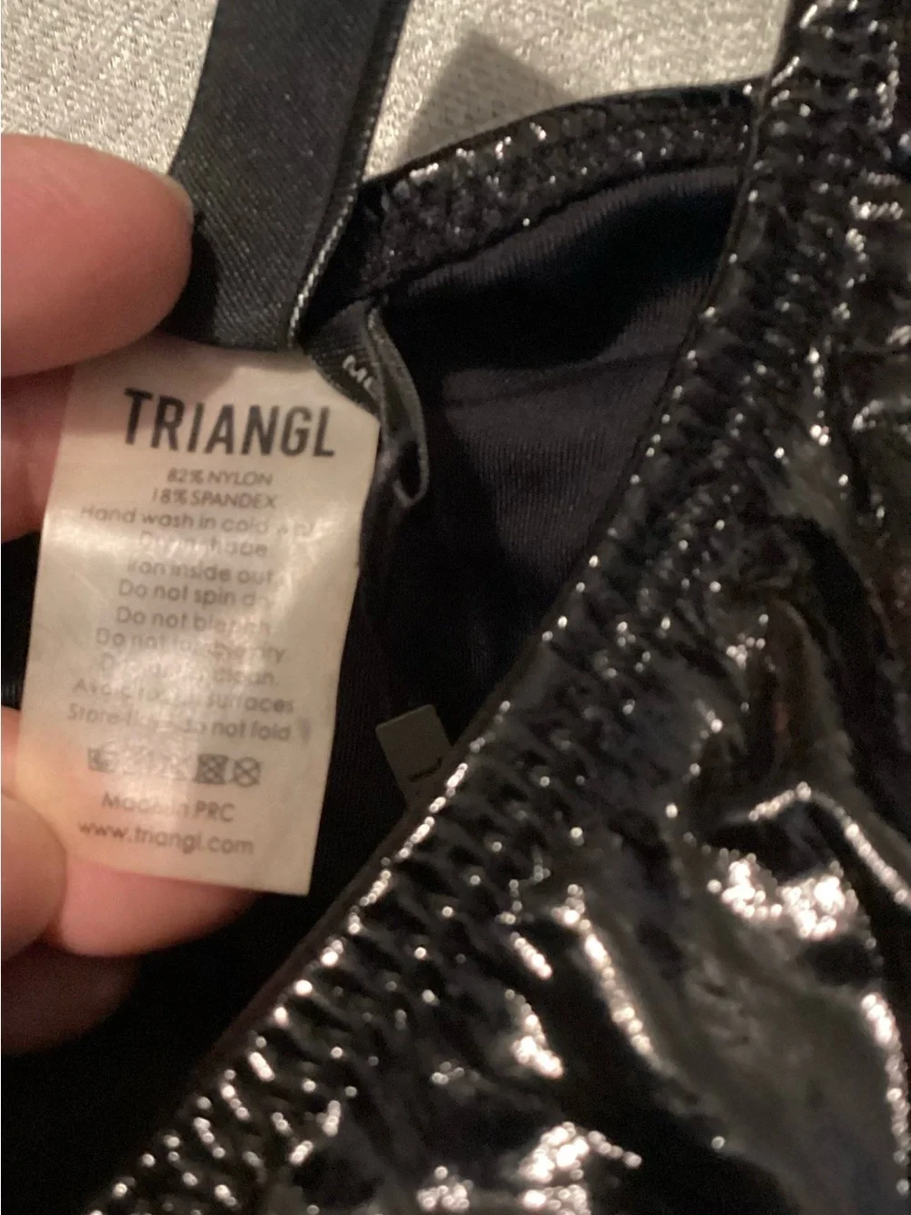 triangl swimwear Black Shiny One-Shoulder Bikini